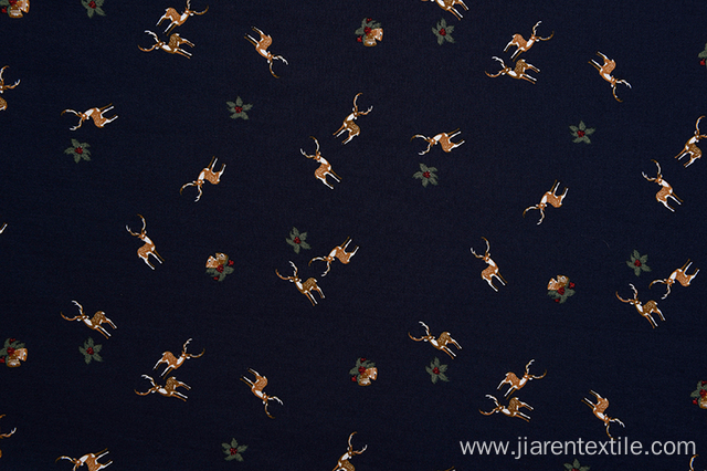 Black Background Double Deer Pattern Printed Fabrics