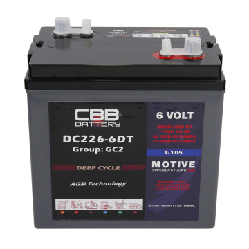 CBB Dual Terminals Deep Cycle AGM 6V 226AH BTATY BATTERY CART - TROJAN T105 การเปลี่ยน