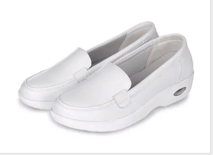 cowhide leather upper rubber outsole hospital nurse shoes