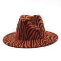 Zebra Stylish Dicetak Lebar Brim Grosir Topi Fedora