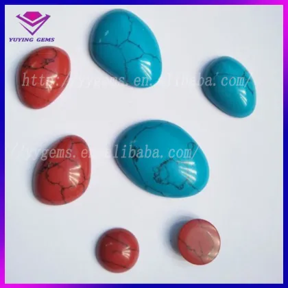 Synthetic Turquoise Stone Rough Red Oval Flat Back Crystal China