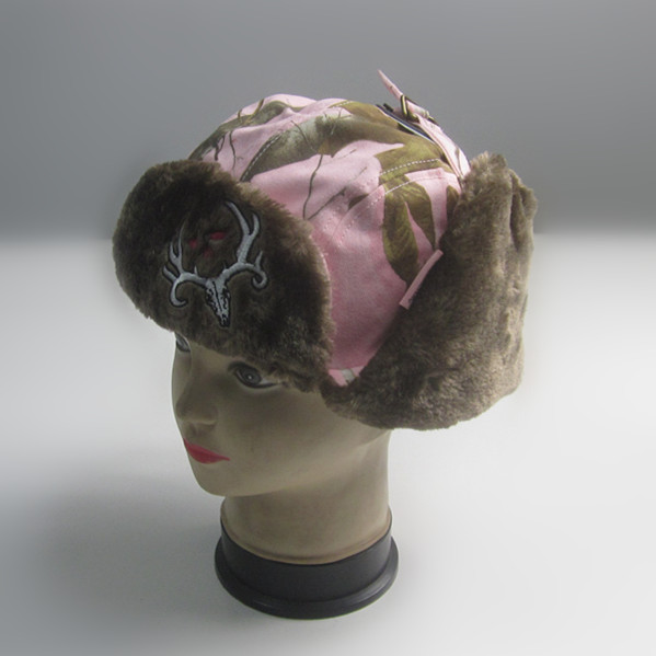 Rosa de algodón / poliéster Print Trapper Hat