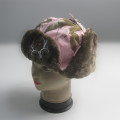 Pink Cotton/Polyester Print Trapper Hat