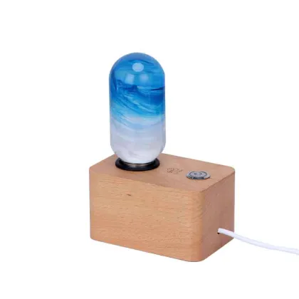 Transparent Poly Resin Blue Atmosphere LED Lamp with Directional Radian Lighting