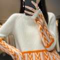 Collage jacquard half turtleneck sweater
