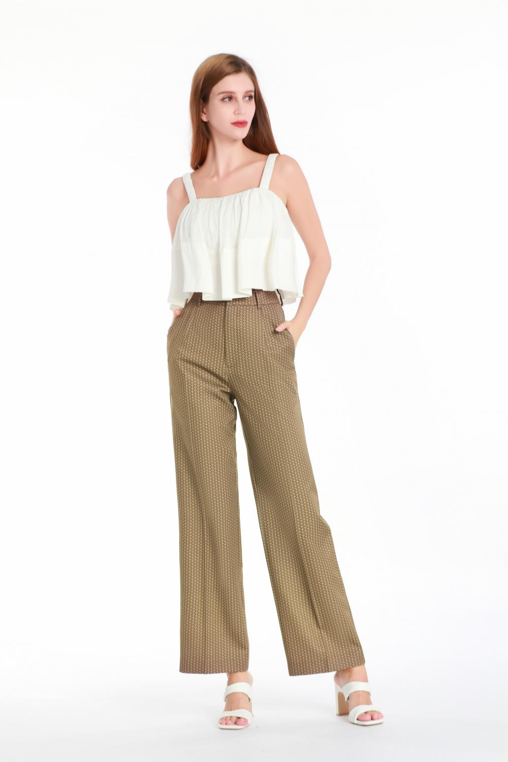 Ladies Printed Straight-leg Trousers