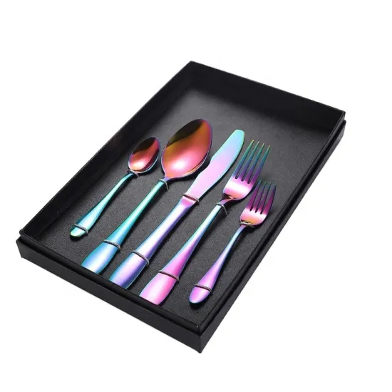 Colorful Stainless Steel Dinner Set - 24pcs Flatware for House Party & Wedding