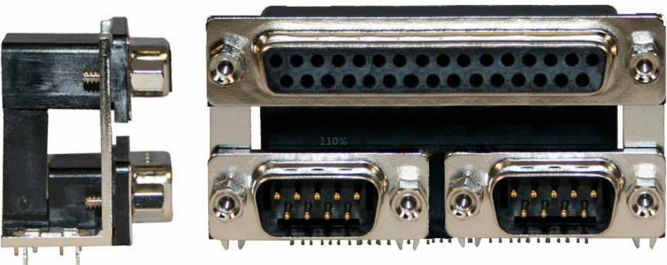 Triple port Right Angle D-SUB Connectors