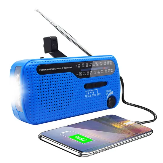Portable Multi-Function Radio with Crank-Powered Flashlight and Solar Panel - SOS Emergency Travel Radio