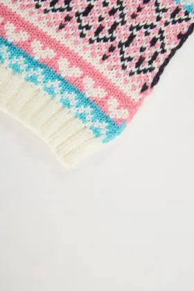 Girl's Knitted Jacquard Snow Pattern Christmas Scarf