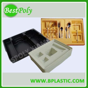 PET plastic blister flocking tray for tableware