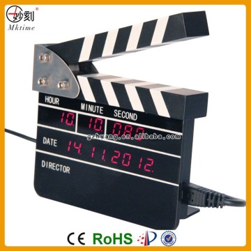 Mini Movie Clappers Digital Clock LCD Alarm Clock with design patent for promotion gifts