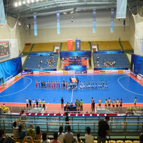 Indoor PVC Futsal Sport Flooring Wood Pattern Blue