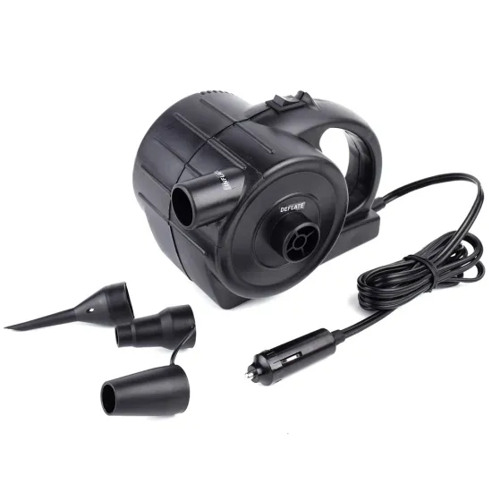 12V Auto Portable Electric Air Pump with 3 Nozzles for Inflatable Boats, Beds, and More