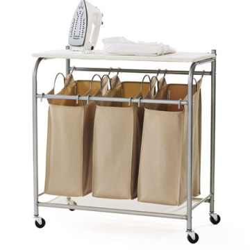 laundry cart with ironing board wheeled dirty clothes laundry hamper