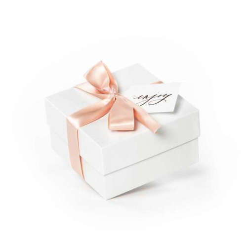 Small white wedding bridesmaid gift box with ribbon