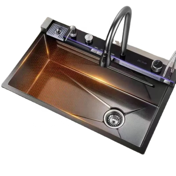 Modern Smart Stainless Steel 304 Black Rainfall Kitchen Faucet Set