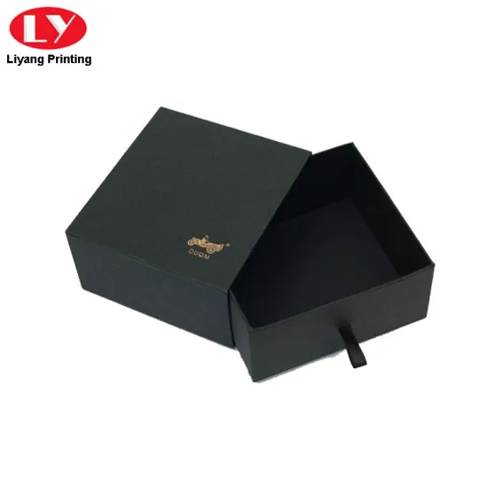 Custom Black Paper Belt Box with Logo Stamping