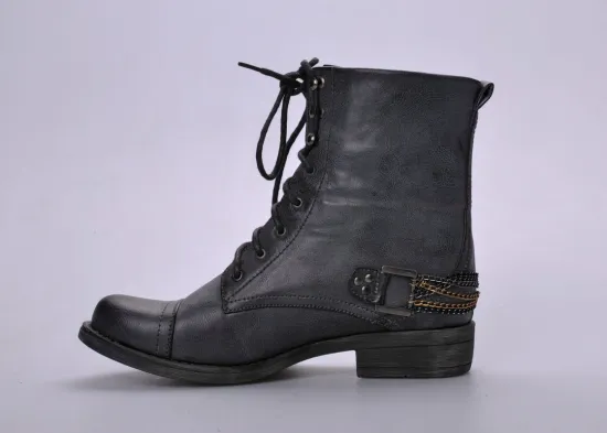 Custom Lace Front Womens Booties Shoes With Pu Short Heel