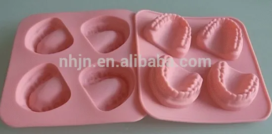 fancy novel fresh four cavities false tooth shape silicone ice cube tray