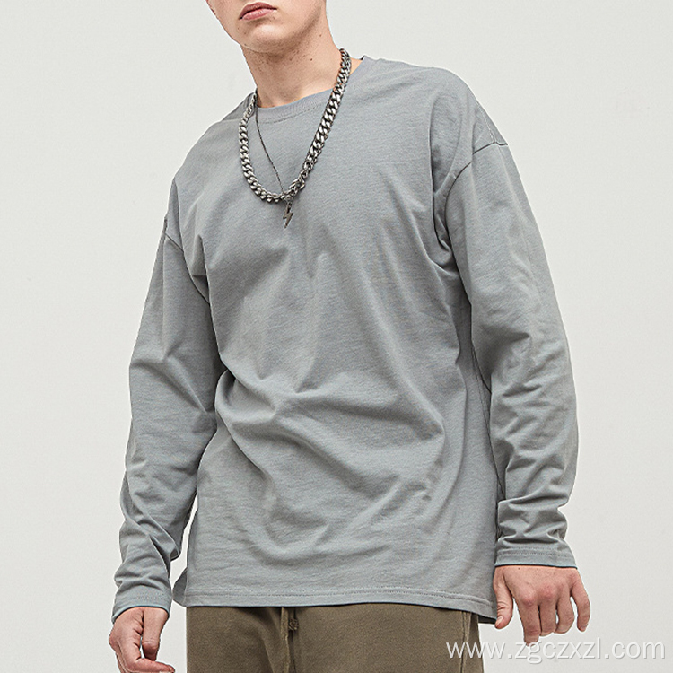 Spring solid color loose long sleeve bottoming shirt