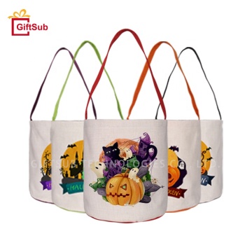 Personalizzati 2024 borse da trattamento di Halloween, tote borse di sublimazione, trucco o cura cestini di caramelle e sacchetti di caramelle per bambini