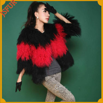 Wholesale Mongolian Fur Coat Lady Overcoat Winter Cloaks