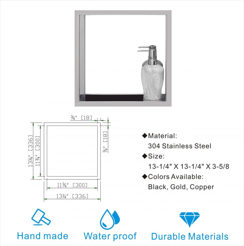 Stainless steel handmade shower niche