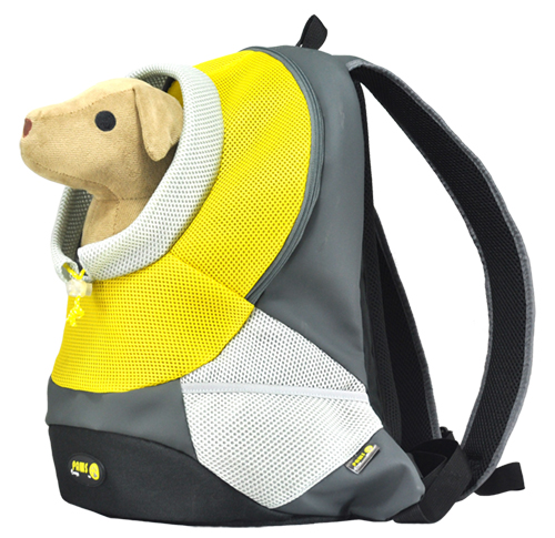 Mochila pequeña para mascotas de PVC y malla amarilla