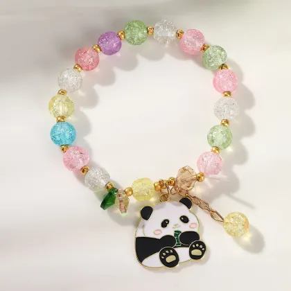 Cute Panda Glass Bead Bracelet for Kids Hair Accessories