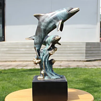 Factory custom metal dolphin sculpture bronze dolphin