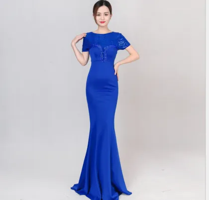 8174 evening dress new fashionable winter show thin company annual banquet banquet hostess dress woman long skirt fish tail