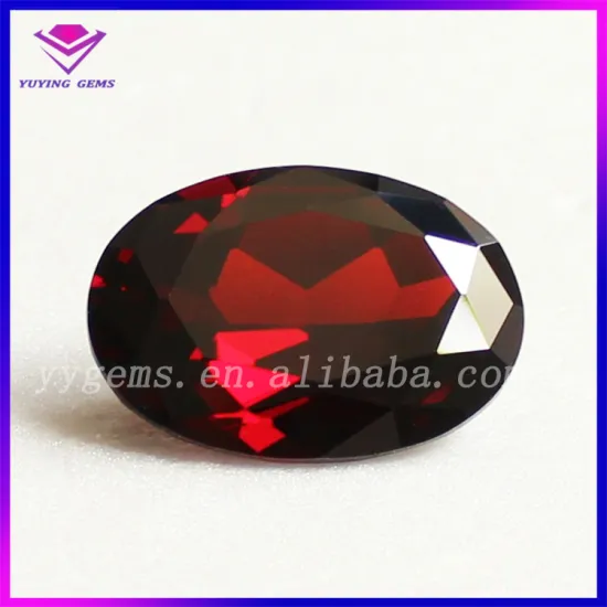 Lab Created CZ Stone Faceted Oval Shaped Garnet Red Cubic Zirconia Gemstone