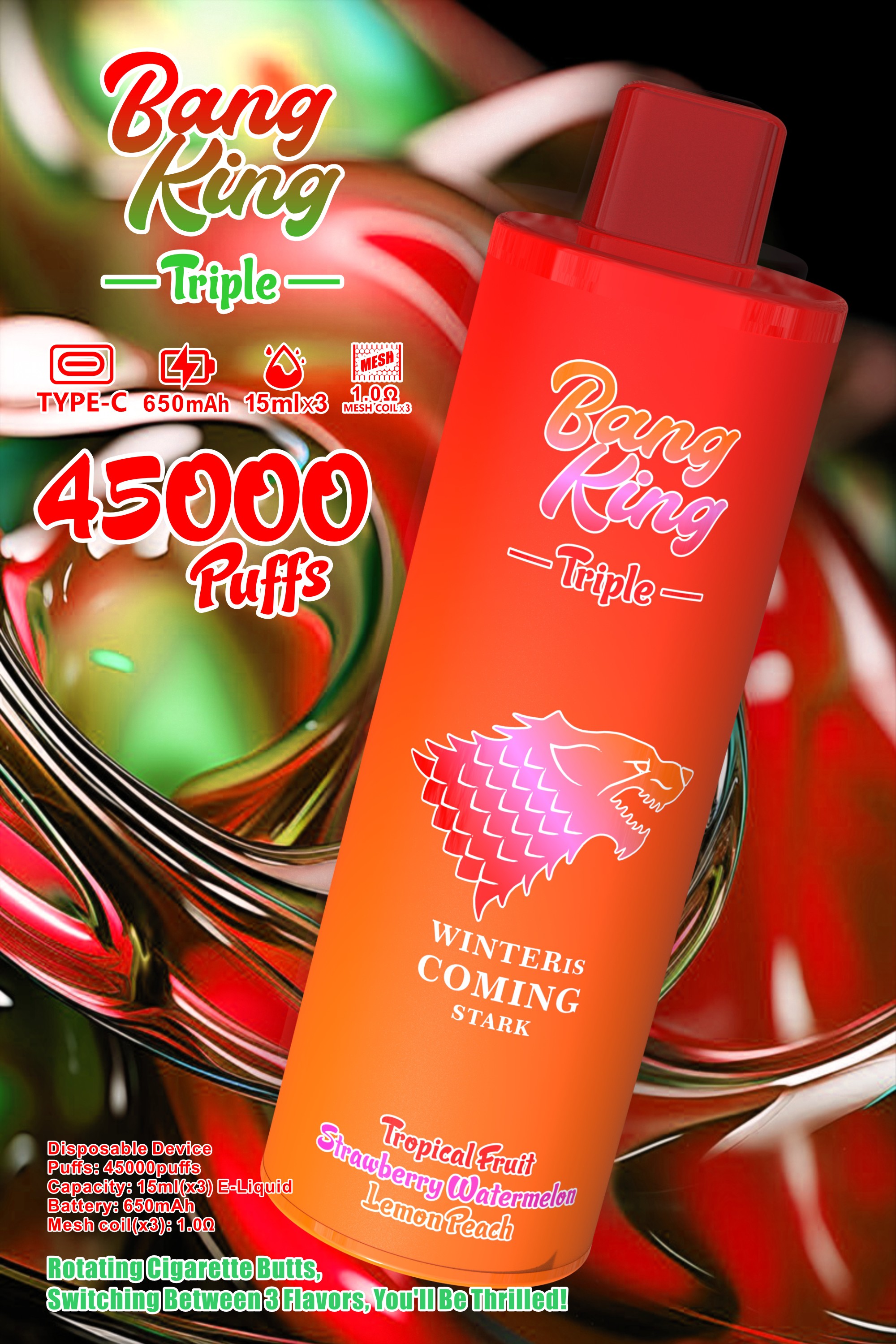 Bang King Triple 45000 Puffs Desain Populer