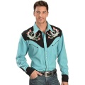 Rose Embroidered Men cowboy shirt for carnival halloween