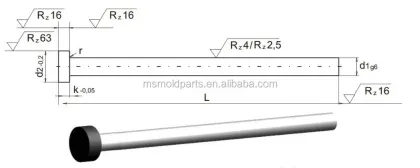 EJECTOR PIN BRIGHT TYPE HSS/M2 EXPULSOR BRILLANTE ISO 6751