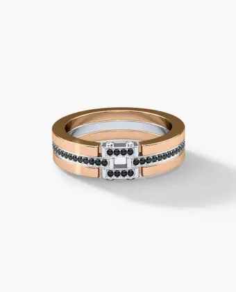 Two Tone Black Diamond Band FLORAL JEWELRY