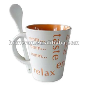 ceramic coffee mug/porcelain mug/cup, with spoon