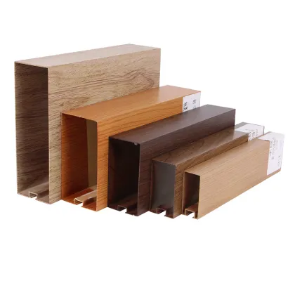 U-Shaped Wood Grain Aluminum Square Baffle Ceiling