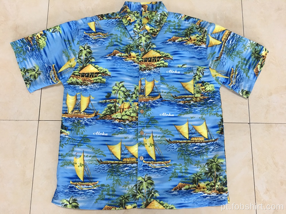 Camisa de praia havaiana masculina