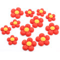 Fábrica china con forma de girasol, cuentas de resina con espalda plana, accesorio de horquilla, bonita flor roja, álbum de recortes, adorno de joyería