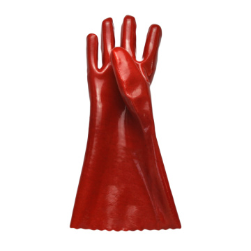 Red PVC coated gloves smooth finish 35cm