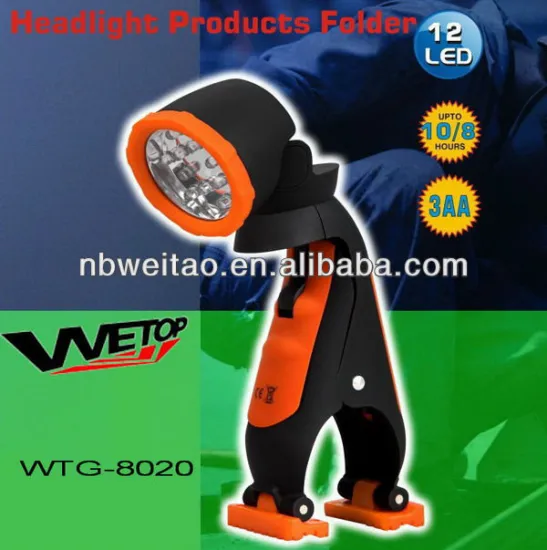 12pcs foldable and portable LED working light with clip
