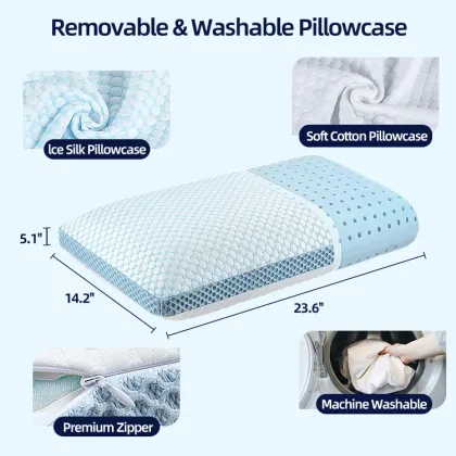 Ice silk fabric memory foam drilled pillow