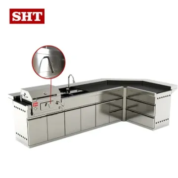Popular Modern Bar Counter L Shape Stainless Steel Set Outdoor Kitchen Grill