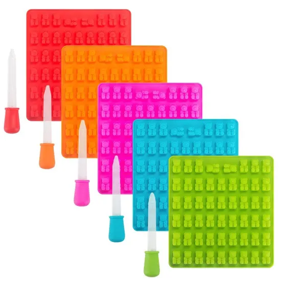 Heat-Resistant Gummy Bear Silicone Candy Molds - 53 Cavity DIY Silicone Mold for Chocolate and Gummies