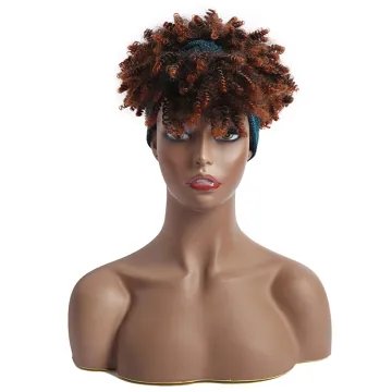 Synthetic Short Wigs Culry Headband Wig Wrap  Linked Short Drawsrting Headband Wigs