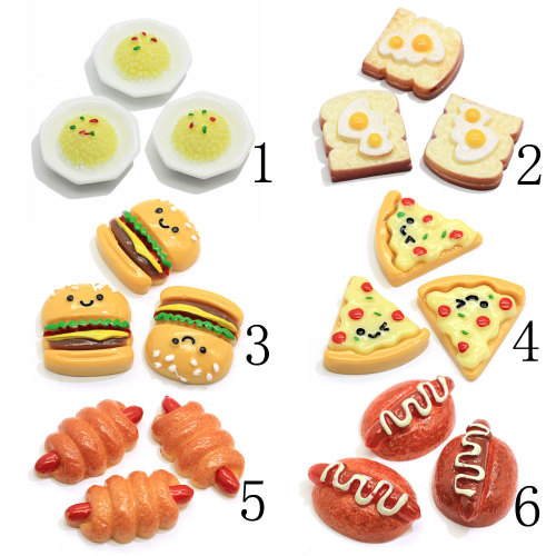 Various Shape Hamburger Pizza Bread Food Shaped Resin Cabochon 100pcs/bag Flat Back Beads Handmade Craft Decor Spacer