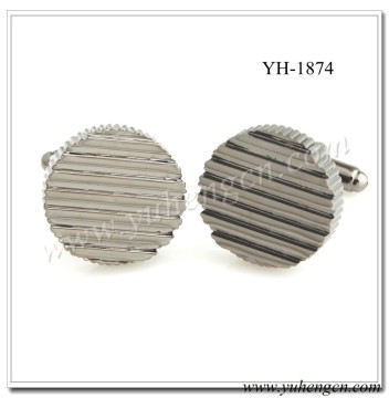 YH-1874 Classic Mens Black Round Plain Metal Cufflinks,Clothing Accessories