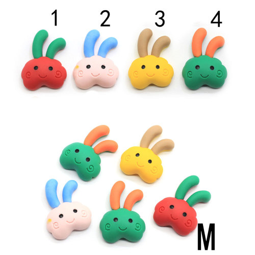 Kawaii Long Ears Rabbit Resin Cabochon Artificial Animal Crafts Charms Girls Hair Clip Ornament Jewelry Store